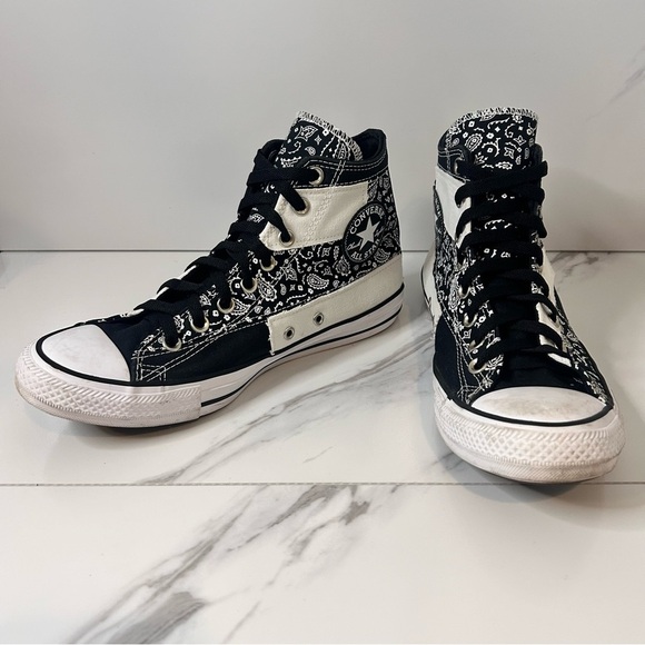 Converse Chuck Taylor All Star Paisley Black and White High-Tops Size 11 - Picture 2 of 5